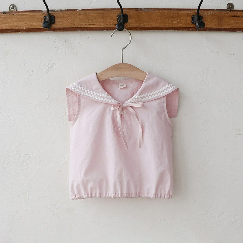 草莓珊 韓版女童蝴蝶結海軍領無袖上衣/刺繡花邊裙褲-規格圖10