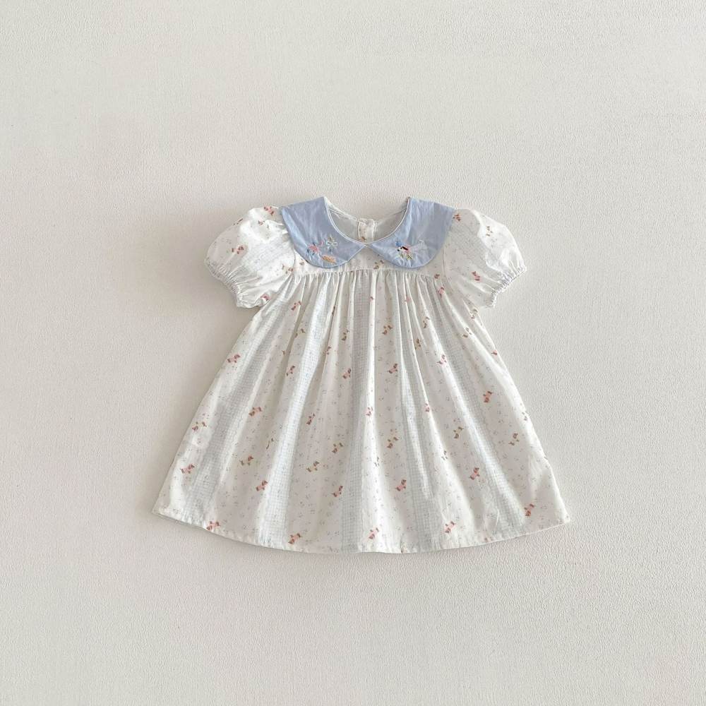 Angou 女寶娃娃領刺繡公主洋裝-細節圖2