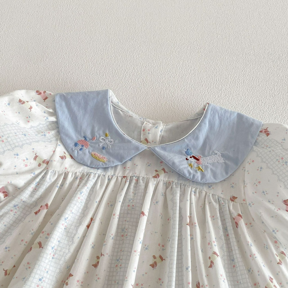 Angou 女寶娃娃領刺繡公主洋裝-細節圖3
