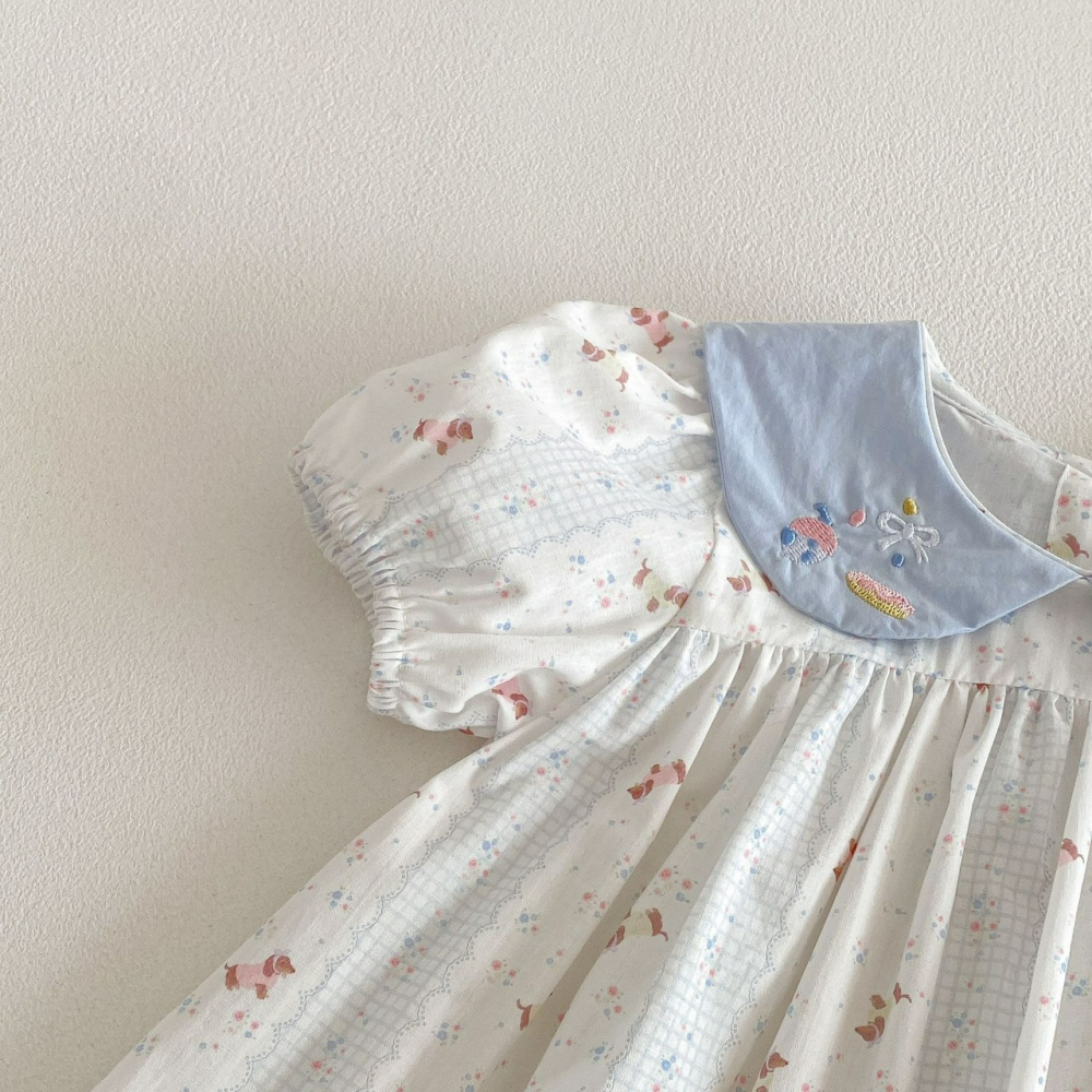 Angou 女寶娃娃領刺繡公主洋裝-細節圖5