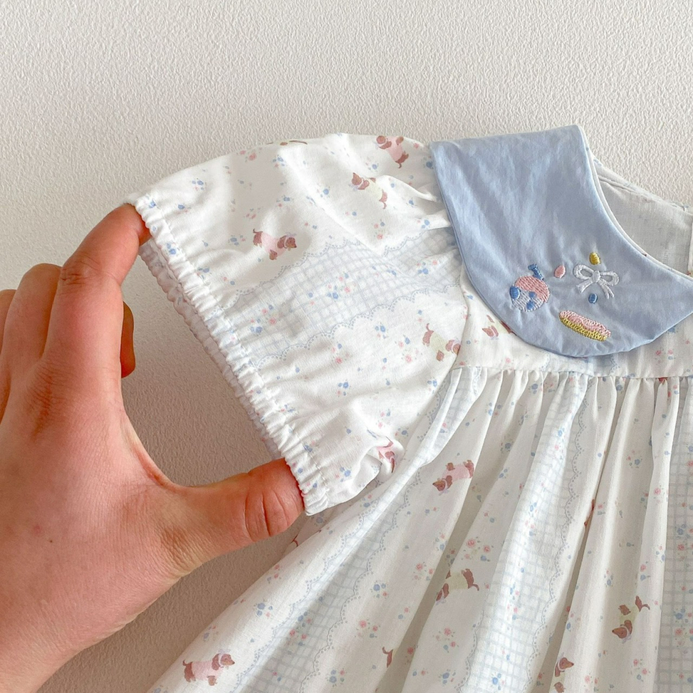 Angou 女寶娃娃領刺繡公主洋裝-細節圖6