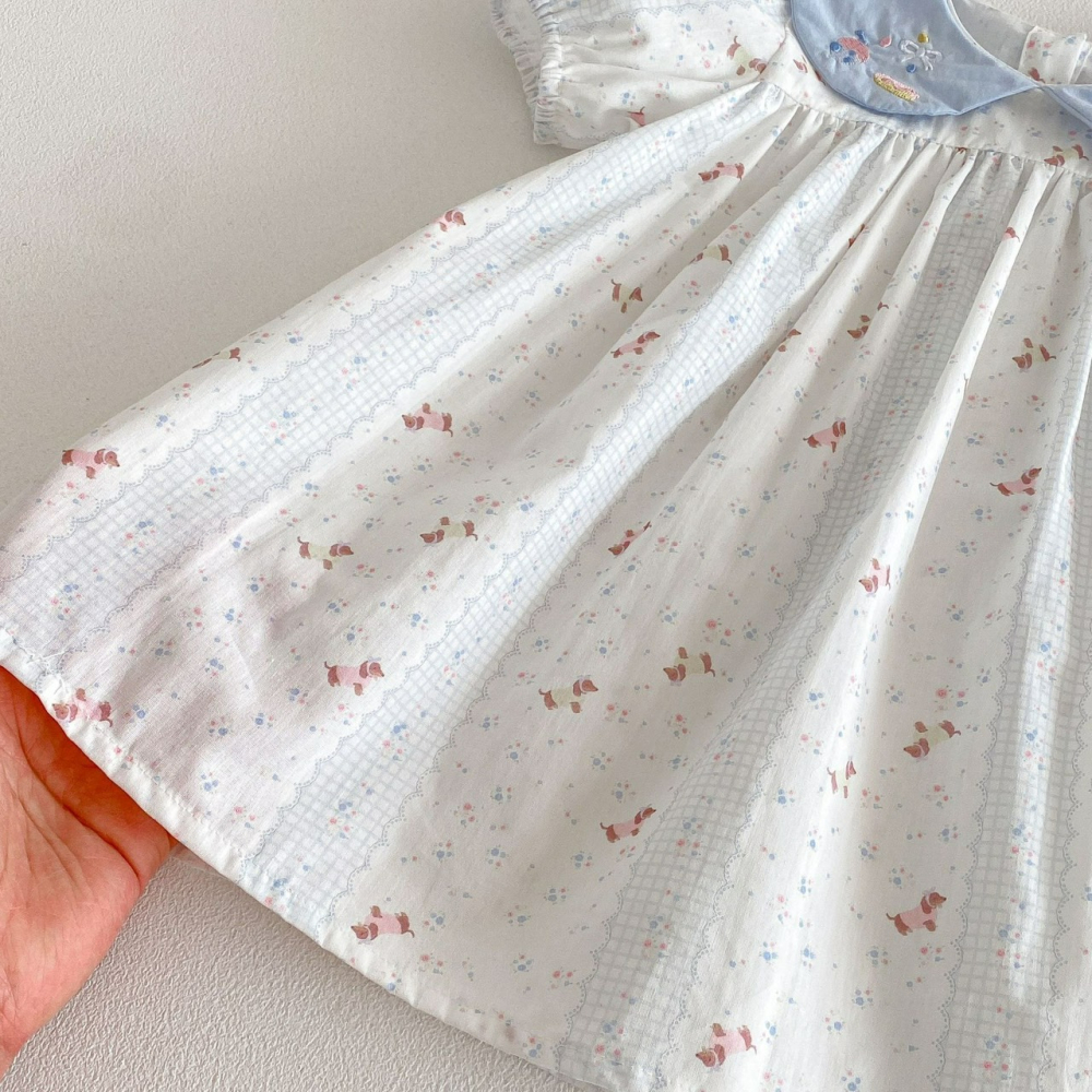 Angou 女寶娃娃領刺繡公主洋裝-細節圖7