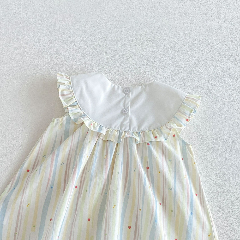 Angou 女寶冰淇淋條紋刺繡公主洋裝-細節圖6