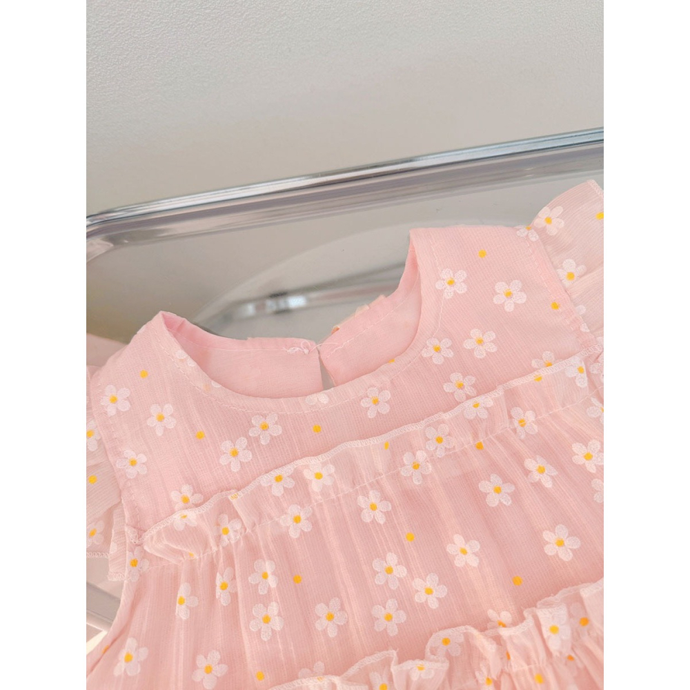 女童飛袖兔耳朵碎花連衣裙-細節圖4
