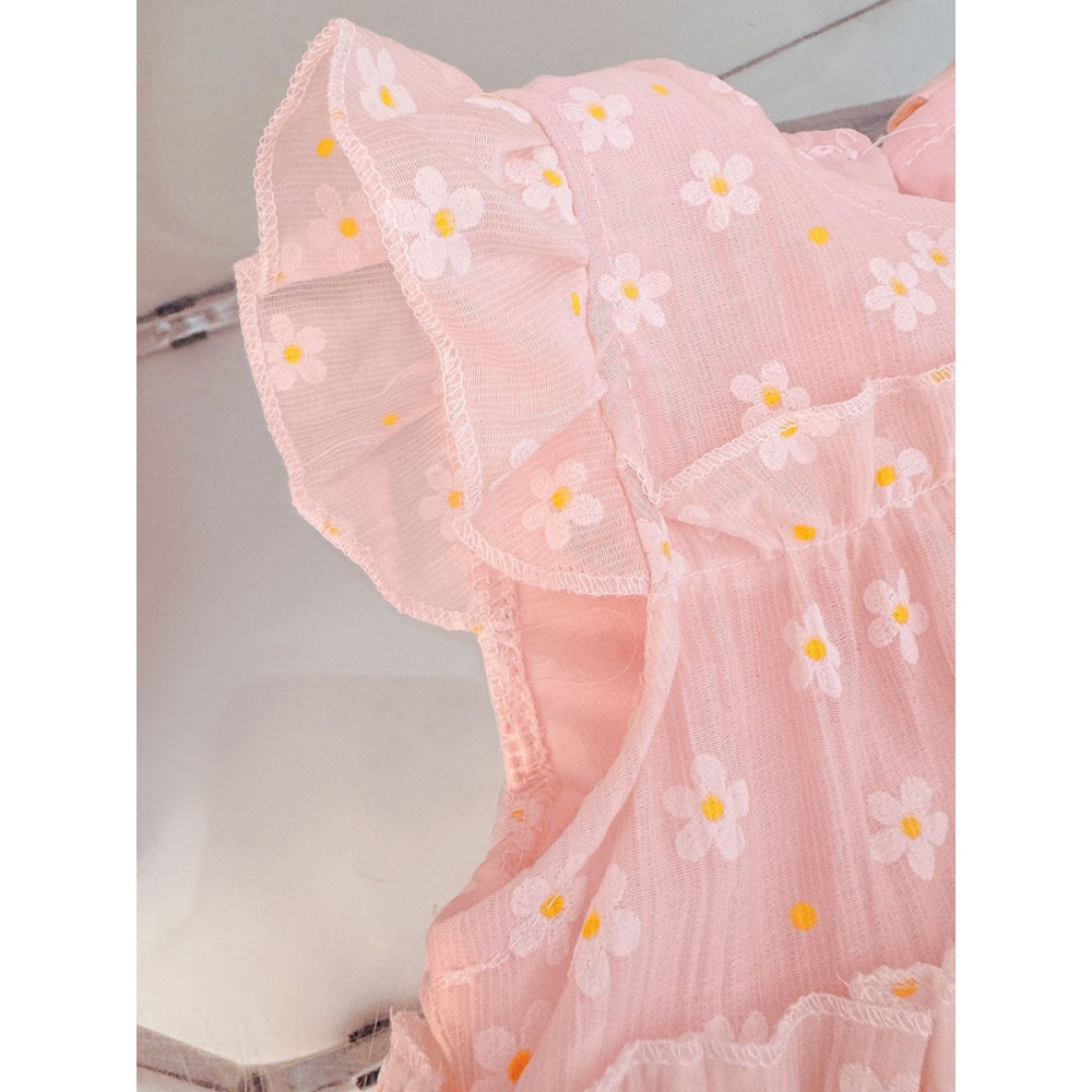 女童飛袖兔耳朵碎花連衣裙-細節圖5
