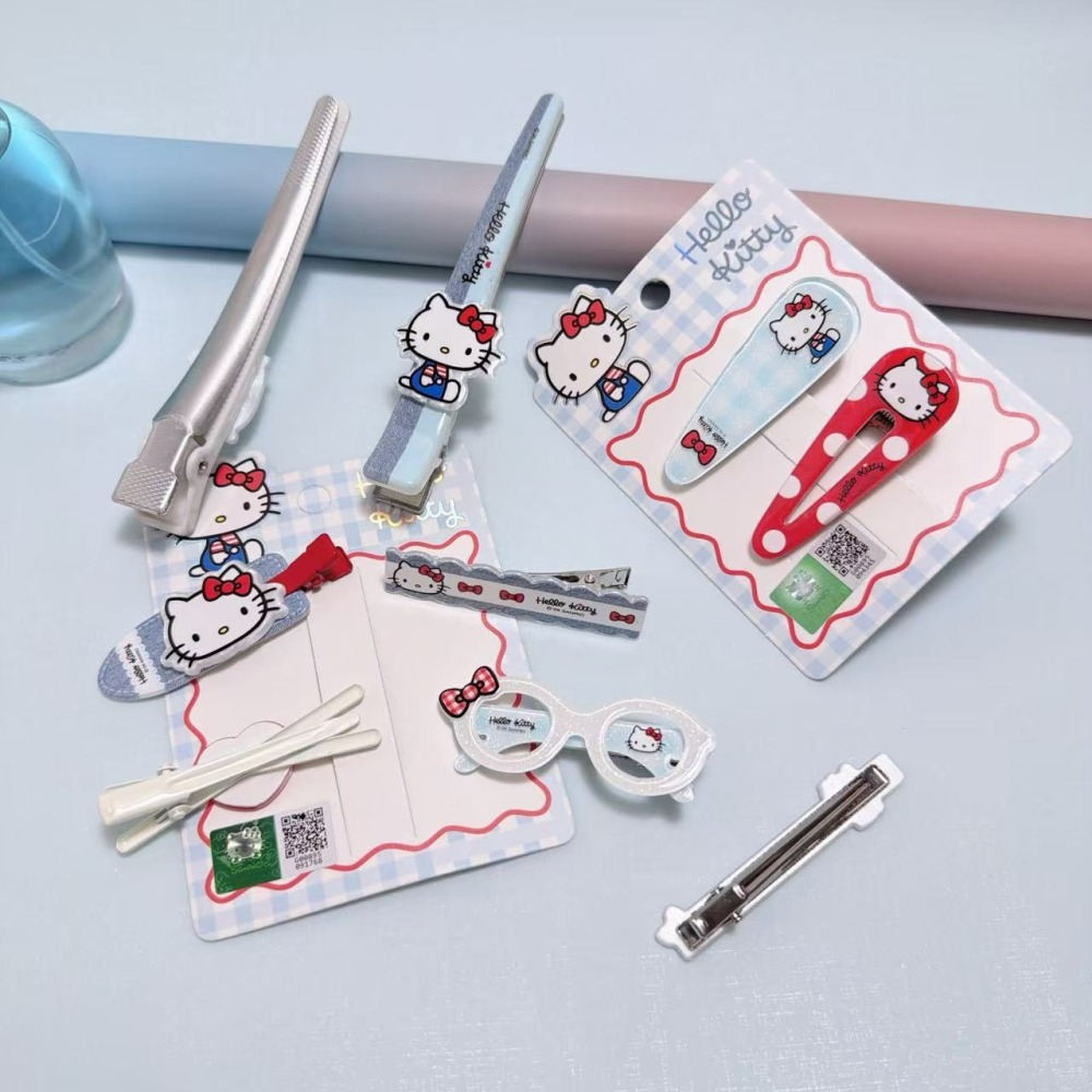 Hello Kitty清新甜美風經典配色牛仔藍撞色可愛卡通髮夾-細節圖2