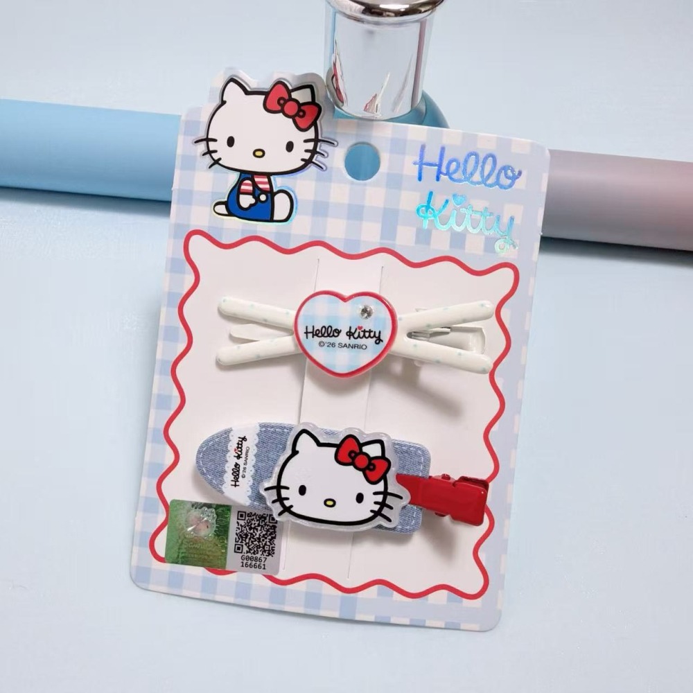 Hello Kitty清新甜美風經典配色牛仔藍撞色可愛卡通髮夾-細節圖8