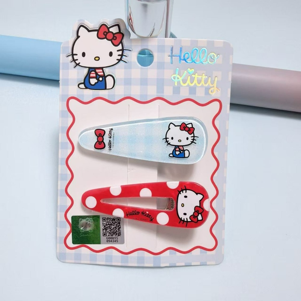 Hello Kitty清新甜美風經典配色牛仔藍撞色可愛卡通髮夾-規格圖11