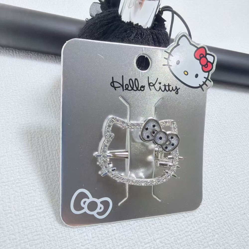 Hello Kitty精工金屬波點蝴蝶結鑲嵌水鑽髮夾系列-細節圖3