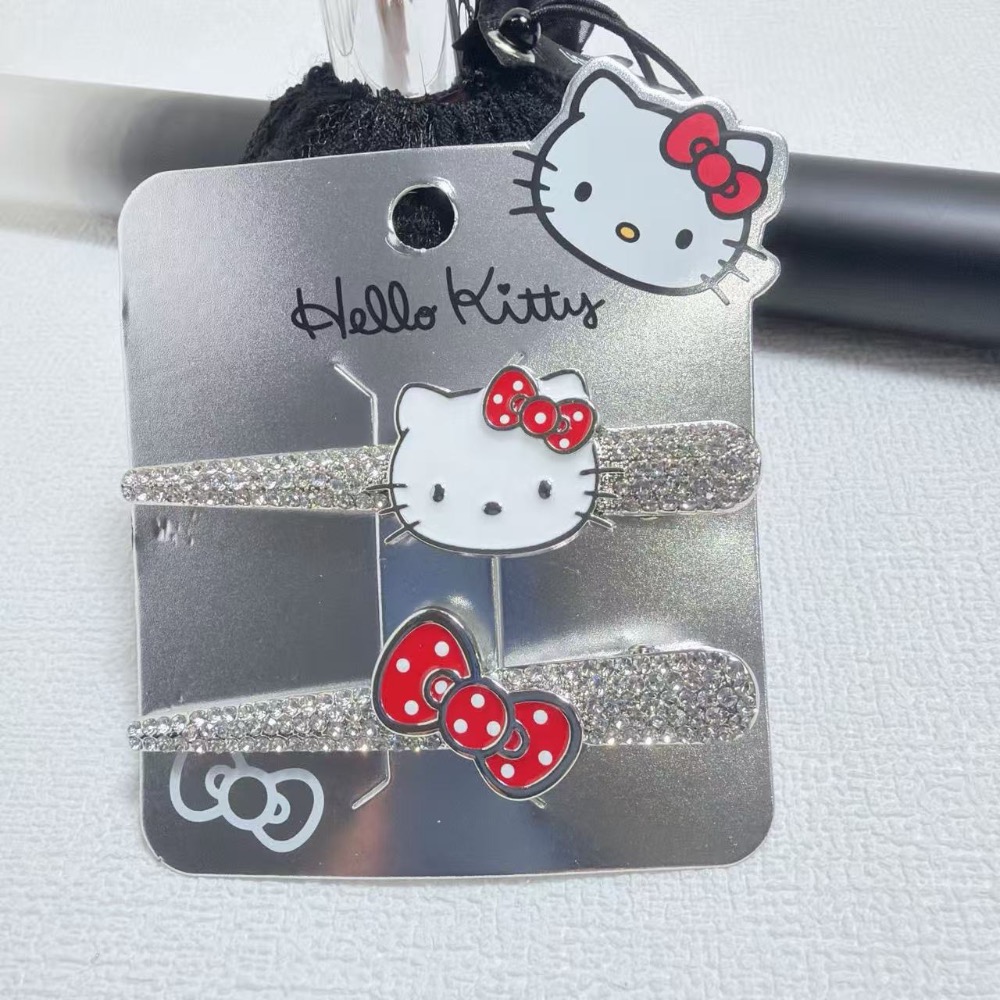 Hello Kitty精工金屬波點蝴蝶結鑲嵌水鑽髮夾系列-細節圖5