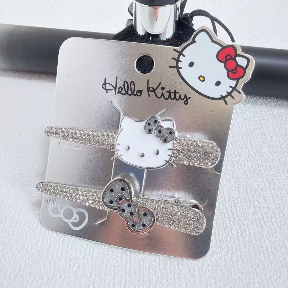 Hello Kitty精工金屬波點蝴蝶結鑲嵌水鑽髮夾系列-規格圖10
