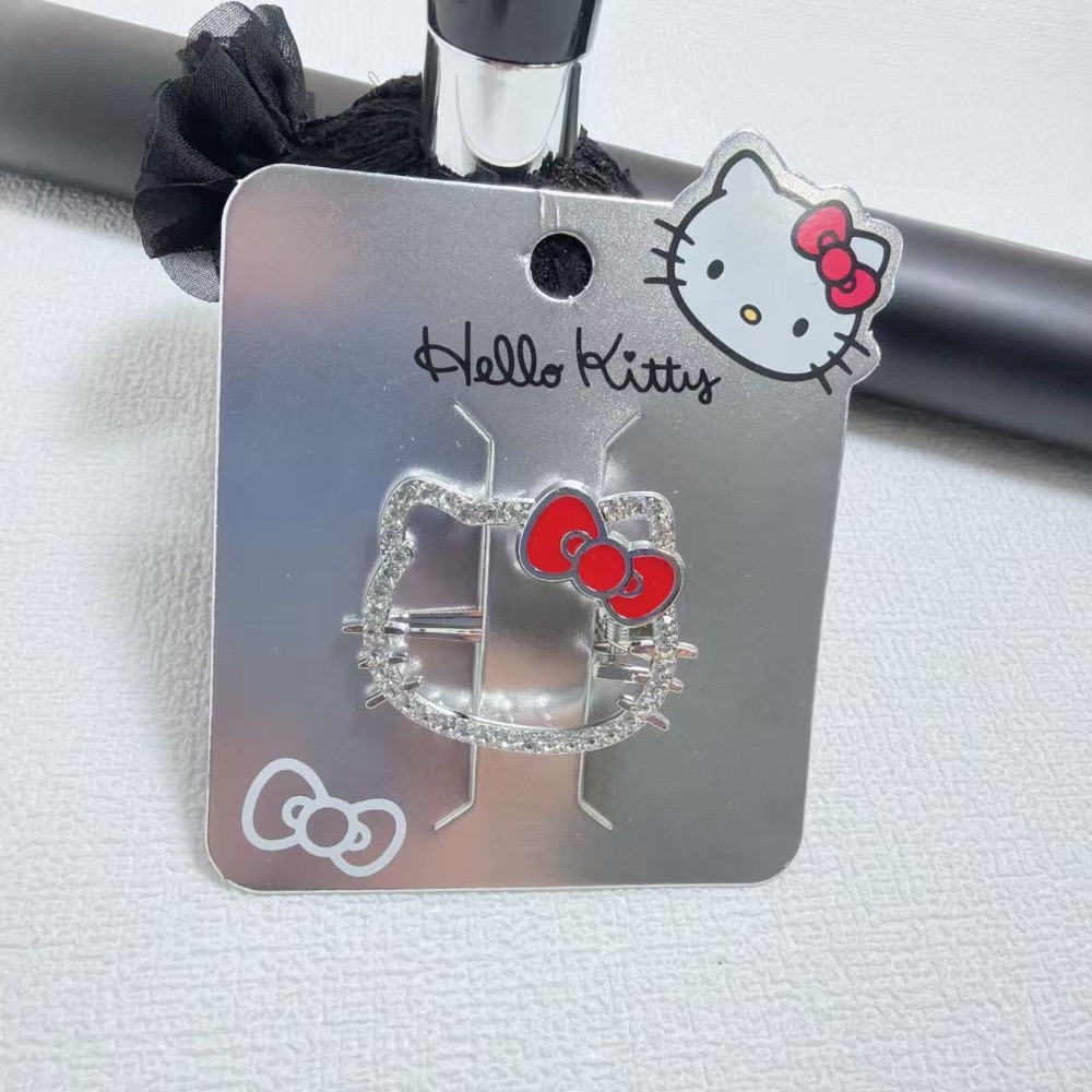 Hello Kitty精工金屬波點蝴蝶結鑲嵌水鑽髮夾系列-規格圖10
