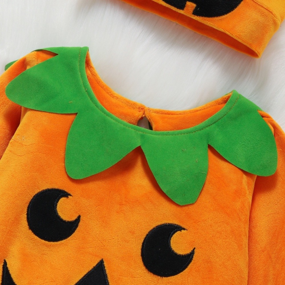 🎃萬聖節主題 南瓜造型連身衣(三件組)-細節圖3