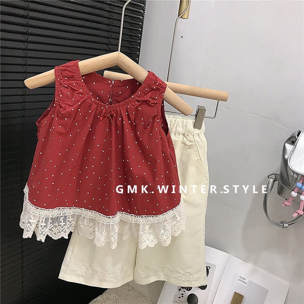 GMK 女童荷葉花邊背心＋闊腿褲套裝-細節圖2