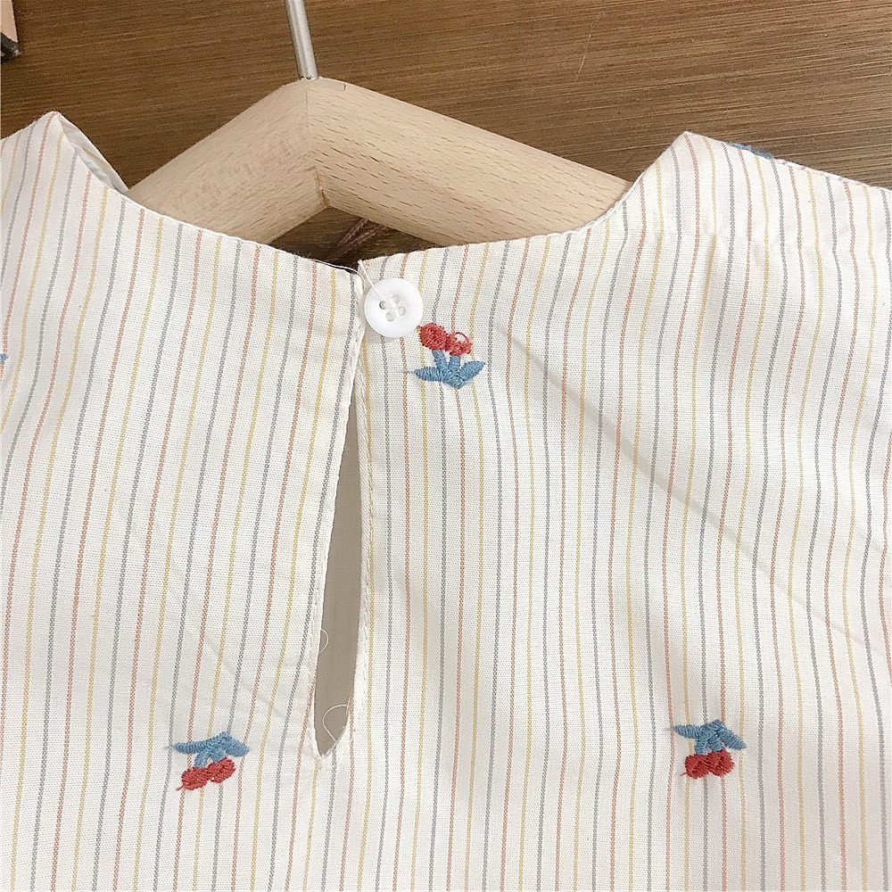 GMK 女童櫻桃刺繡波浪下擺無袖套裝-細節圖4