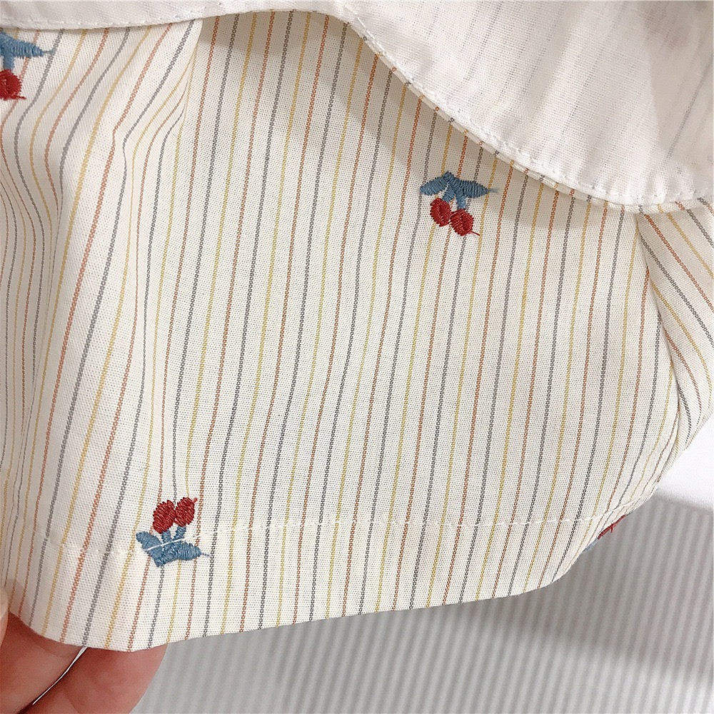 GMK 女童櫻桃刺繡波浪下擺無袖套裝-細節圖5