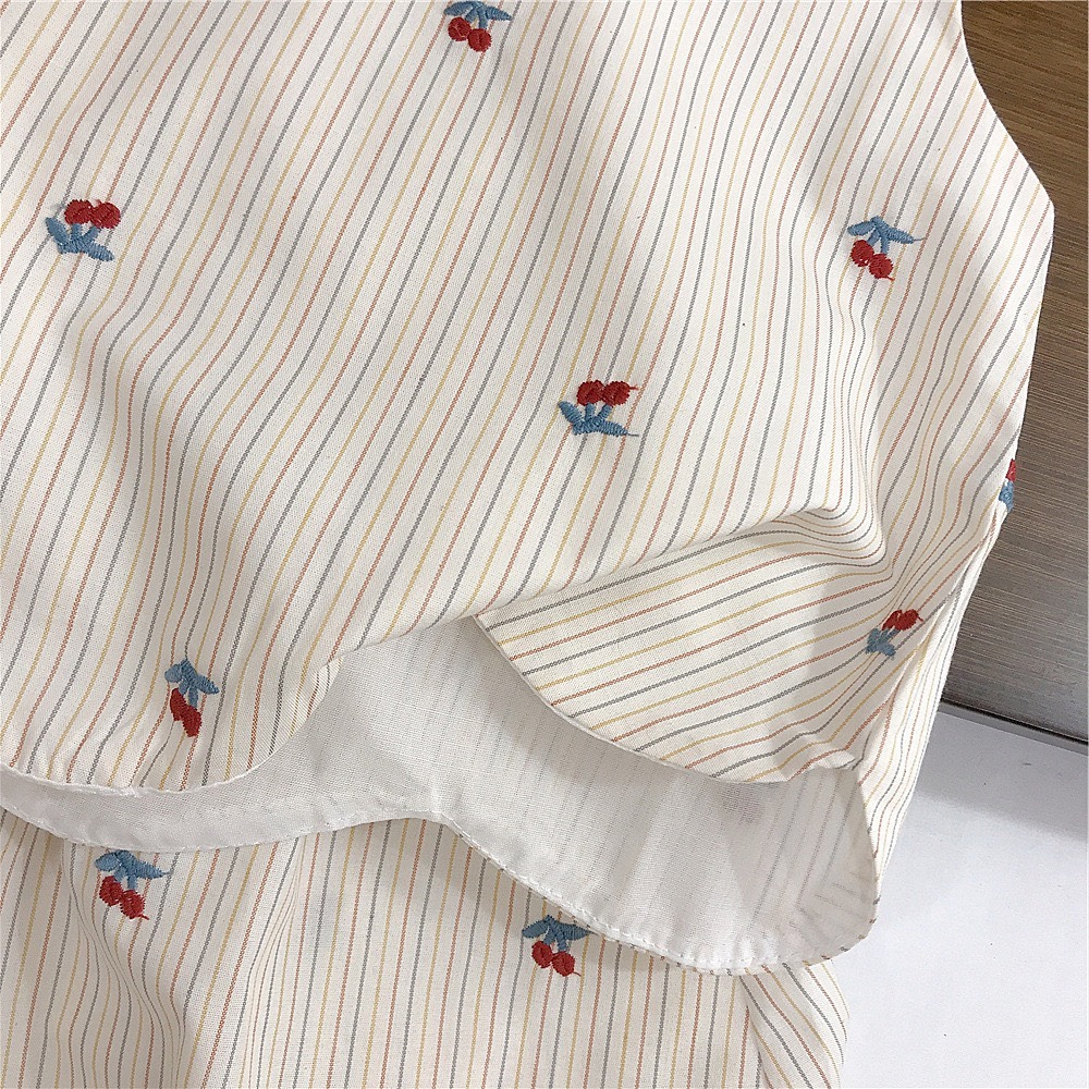 GMK 女童櫻桃刺繡波浪下擺無袖套裝-細節圖6