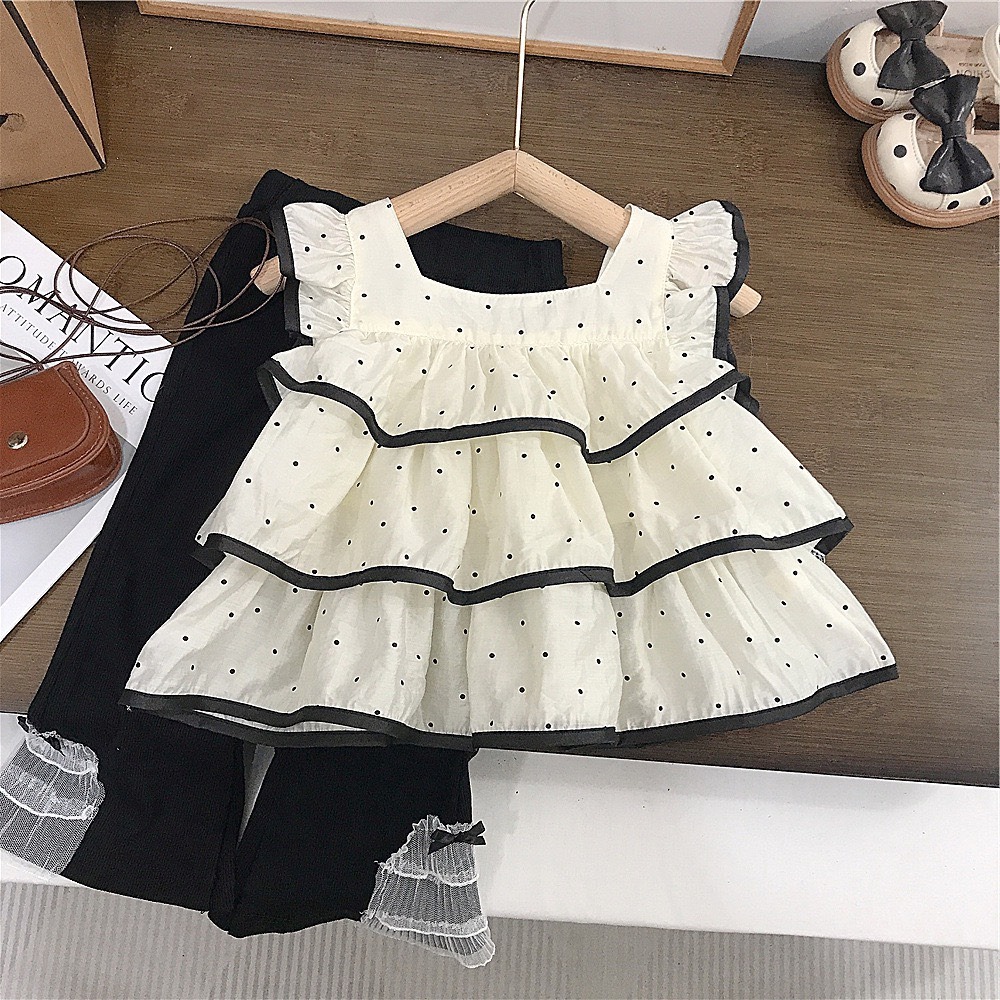 GMK 女童夏季小飛袖上衣＋喇叭褲套裝-細節圖2