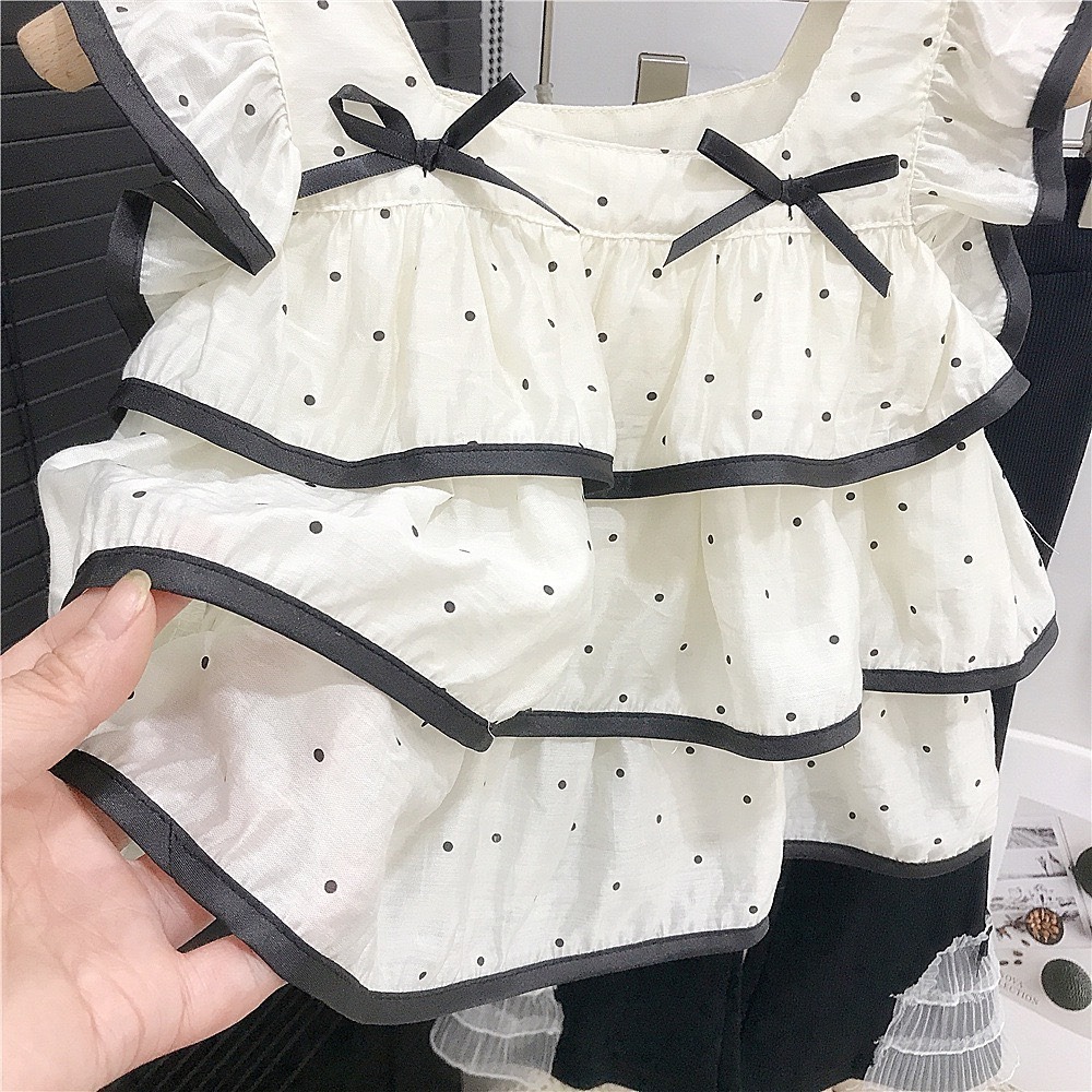 GMK 女童夏季小飛袖上衣＋喇叭褲套裝-細節圖7