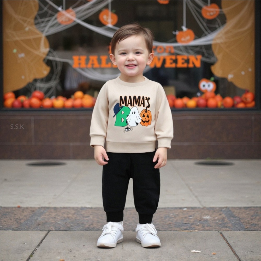 🎃萬聖節主題 南瓜字母衛衣長褲套裝-細節圖7