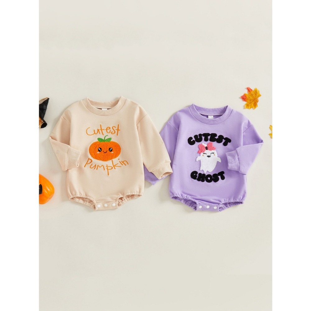 🎃萬聖節主題 南瓜幽靈長袖連體衣-細節圖4