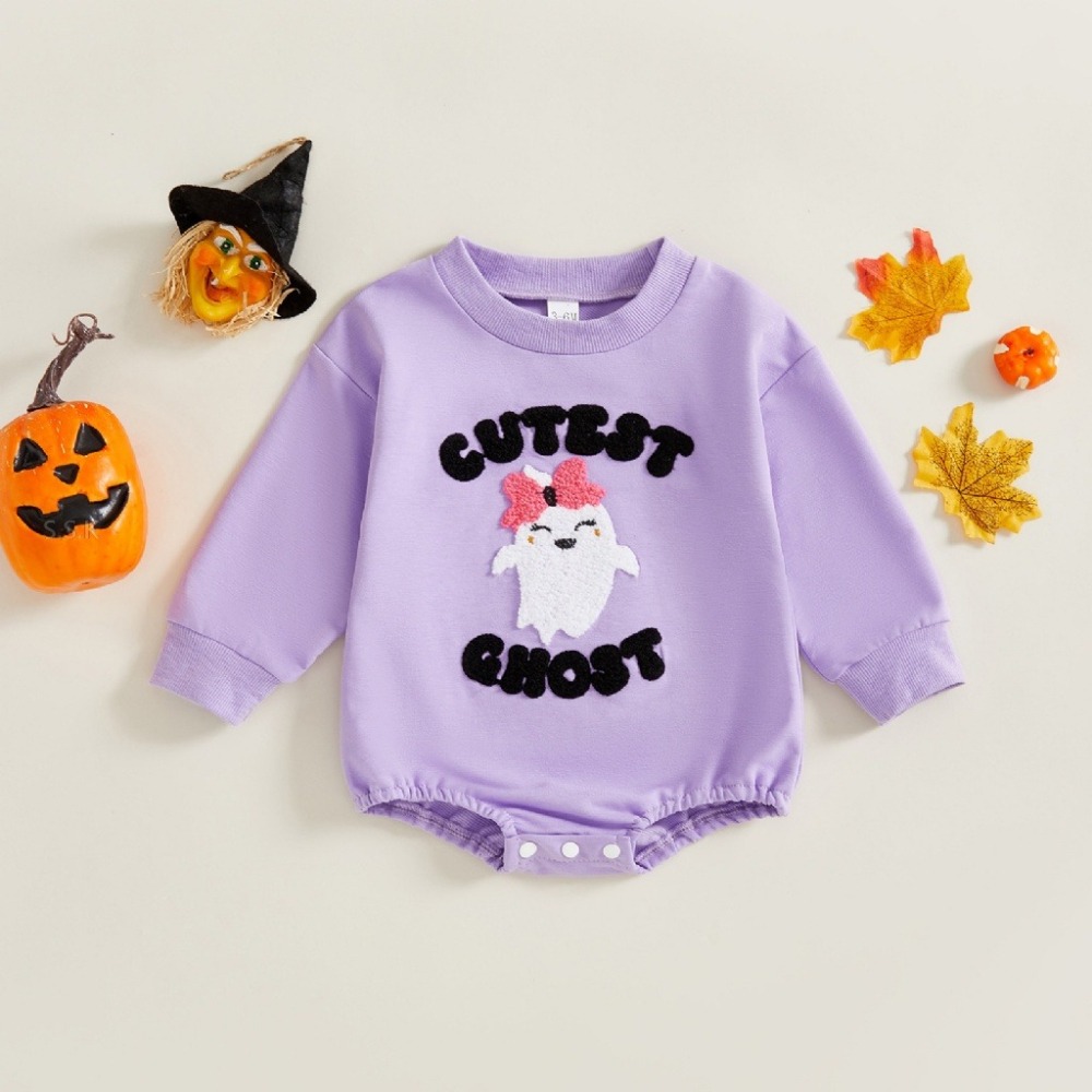 🎃萬聖節主題 南瓜幽靈長袖連體衣-細節圖6