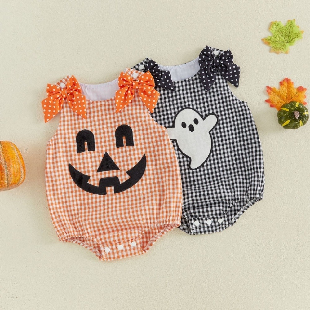 🎃萬聖節主題 南瓜幽靈格紋連身衣-細節圖3