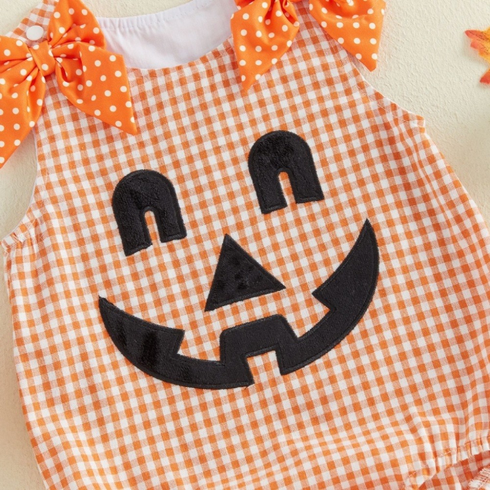 🎃萬聖節主題 南瓜幽靈格紋連身衣-細節圖7