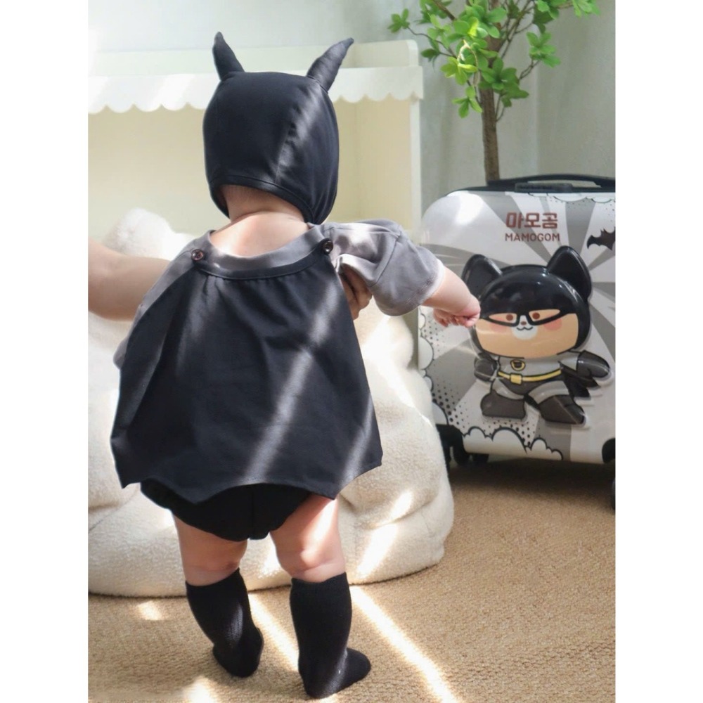 🎃萬聖節主題 蝙蝠寶寶🦇英勇出擊造型包屁衣套裝(含帽子襪子)-細節圖2