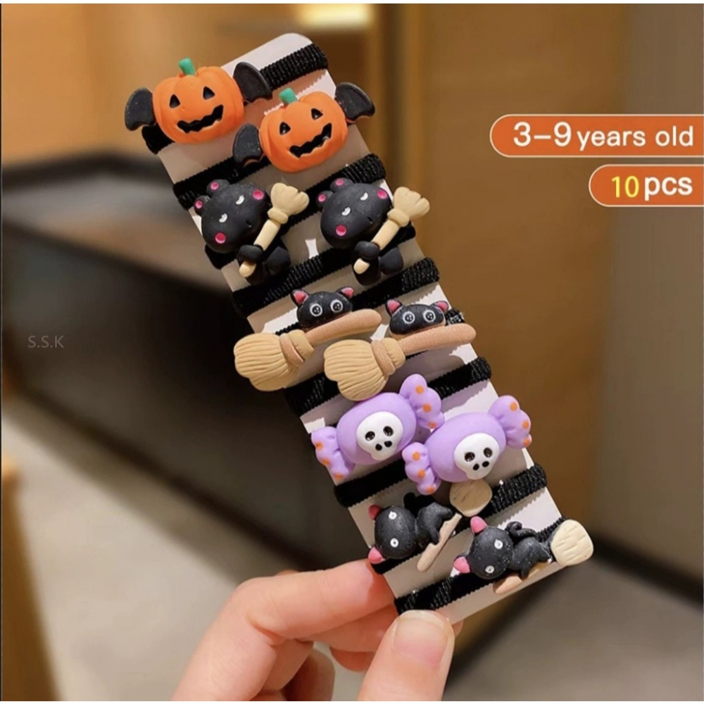 🎃萬聖節主題 可愛搞怪兒童髮圈髮飾組-細節圖3