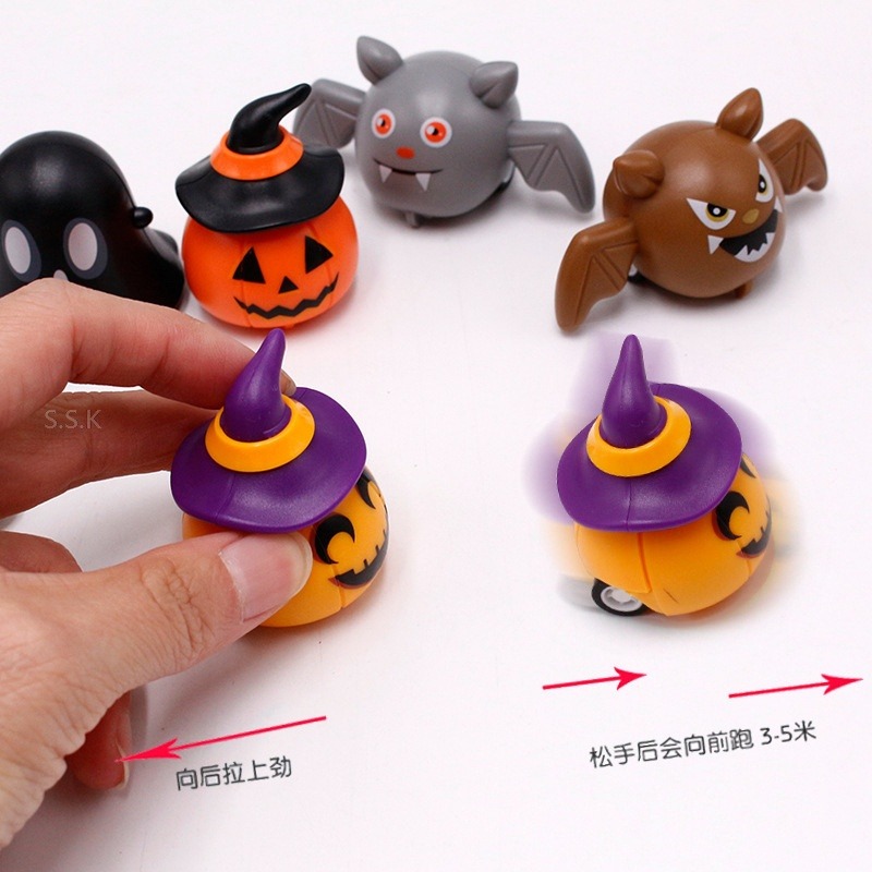 🎃萬聖節主題 南瓜幽靈骷髏蝙蝠回力玩具車10入組-細節圖3