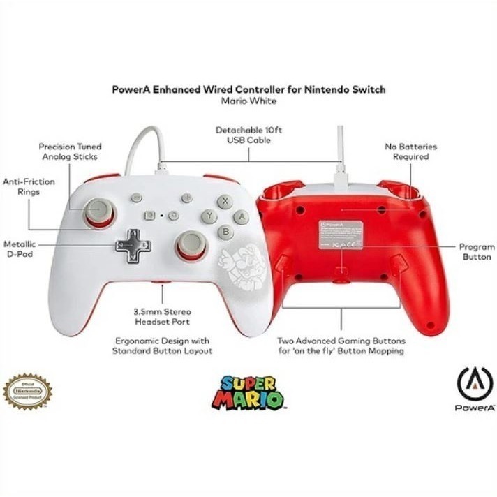 《正版授權》Nintendo Switch任天堂 超級瑪利歐有線控制器(紅白)-細節圖8