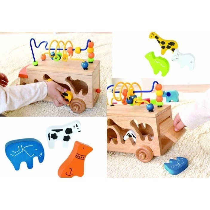 木頭珠珠積木拖拉車玩具-細節圖4