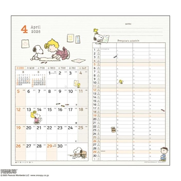 史努比 2026年迷你日曆/月曆-細節圖8