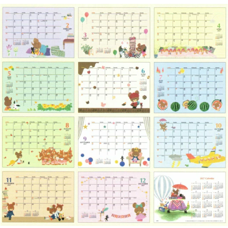 【9月限定】小熊學校2027年桌曆、掛曆、手帳-細節圖2