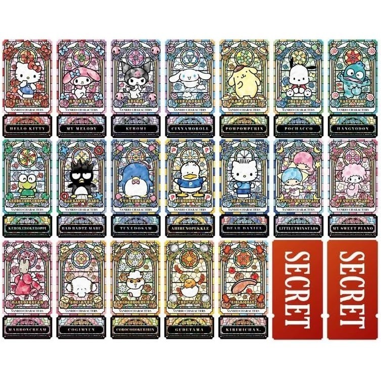 【11月限定】三麗鷗 彩繪玻璃風格票券卡食玩（20入/組）-細節圖3