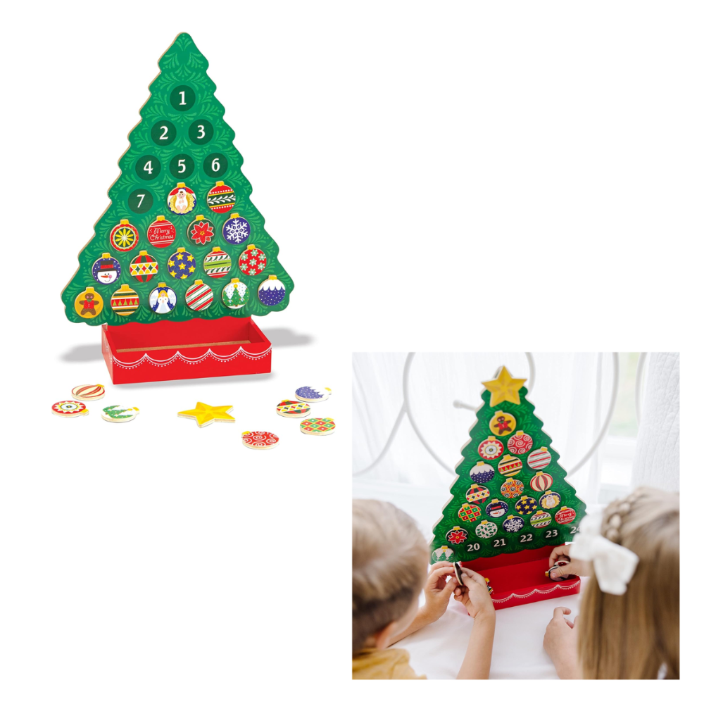 Melissa & Doug 木製聖誕倒數月曆（含 24 個磁吸裝飾磁鐵與立體樹）