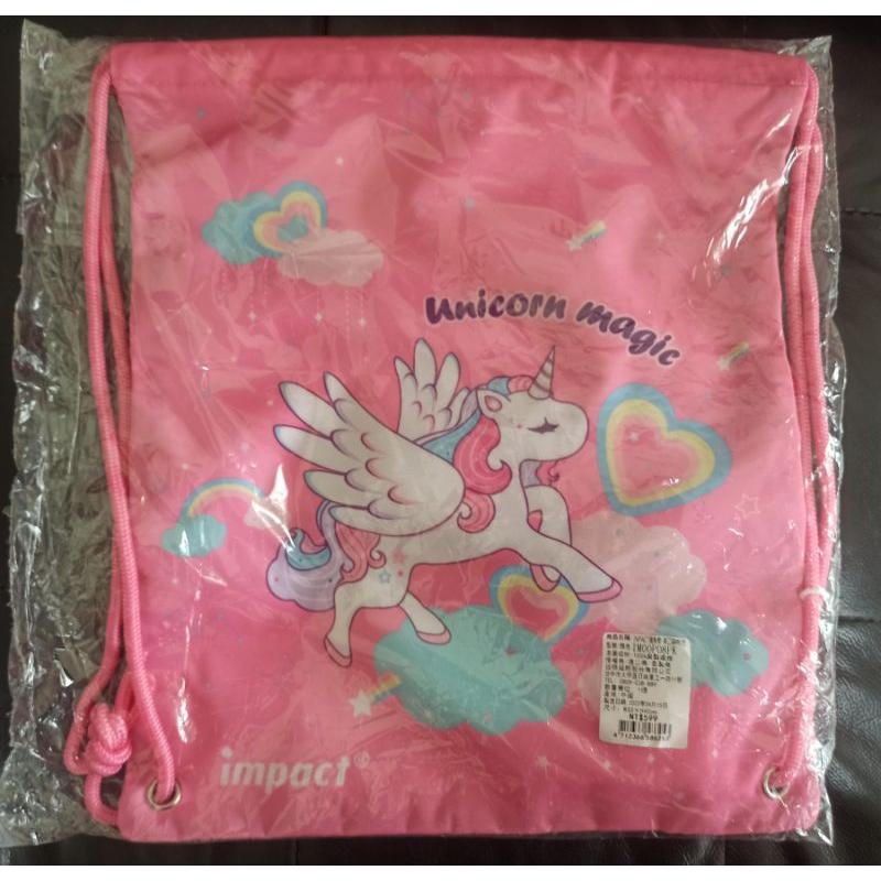 怡寶 IMPACT 獨角獸 束口袋 後背包 bag 粉色 unicorn 防潑水 可放A4-細節圖2