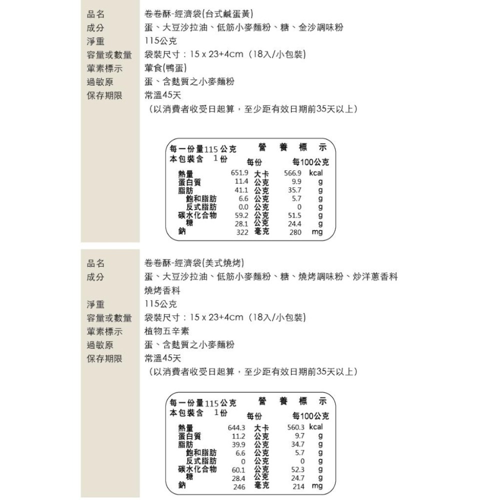 卷卷酥-經濟袋 一口蛋捲(台式鹹蛋黃/墨西哥紅椒/美式燒烤/芥末/胡椒甘梅/青花椒麻)-細節圖4