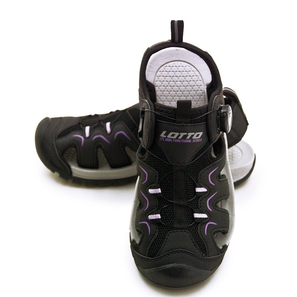 【利嘉夢】LOTTO 專業戶外護趾轉扣運動涼鞋 樂野系列 黑灰紫 5580 女-細節圖3