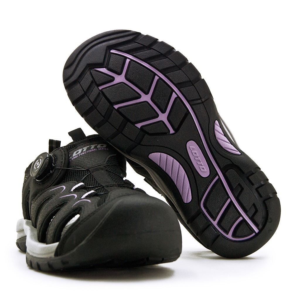 【利嘉夢】LOTTO 專業戶外護趾轉扣運動涼鞋 樂野系列 黑灰紫 5580 女-細節圖5