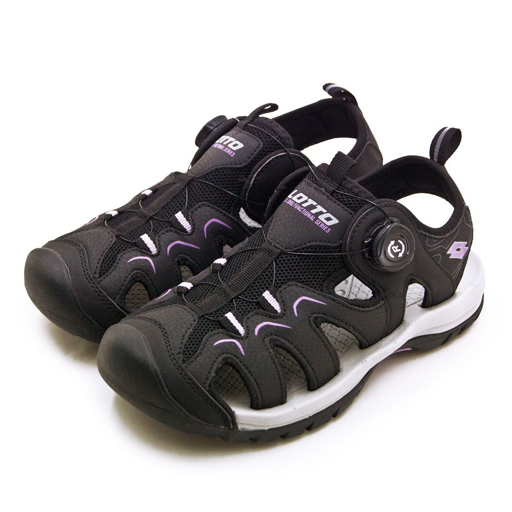 【利嘉夢】LOTTO 專業戶外護趾轉扣運動涼鞋 樂野系列 黑灰紫 5580 女-規格圖7