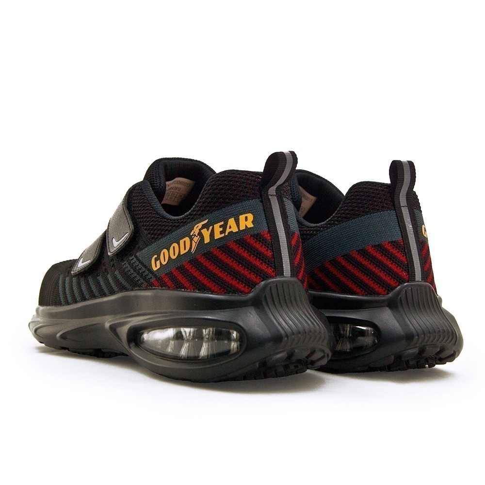【利嘉夢】GOODYEAR 固特異透氣2E寬楦塑鋼頭防護認證安全氣墊工作鞋 紅雀系列 黑紅灰 43910 男/女-細節圖6
