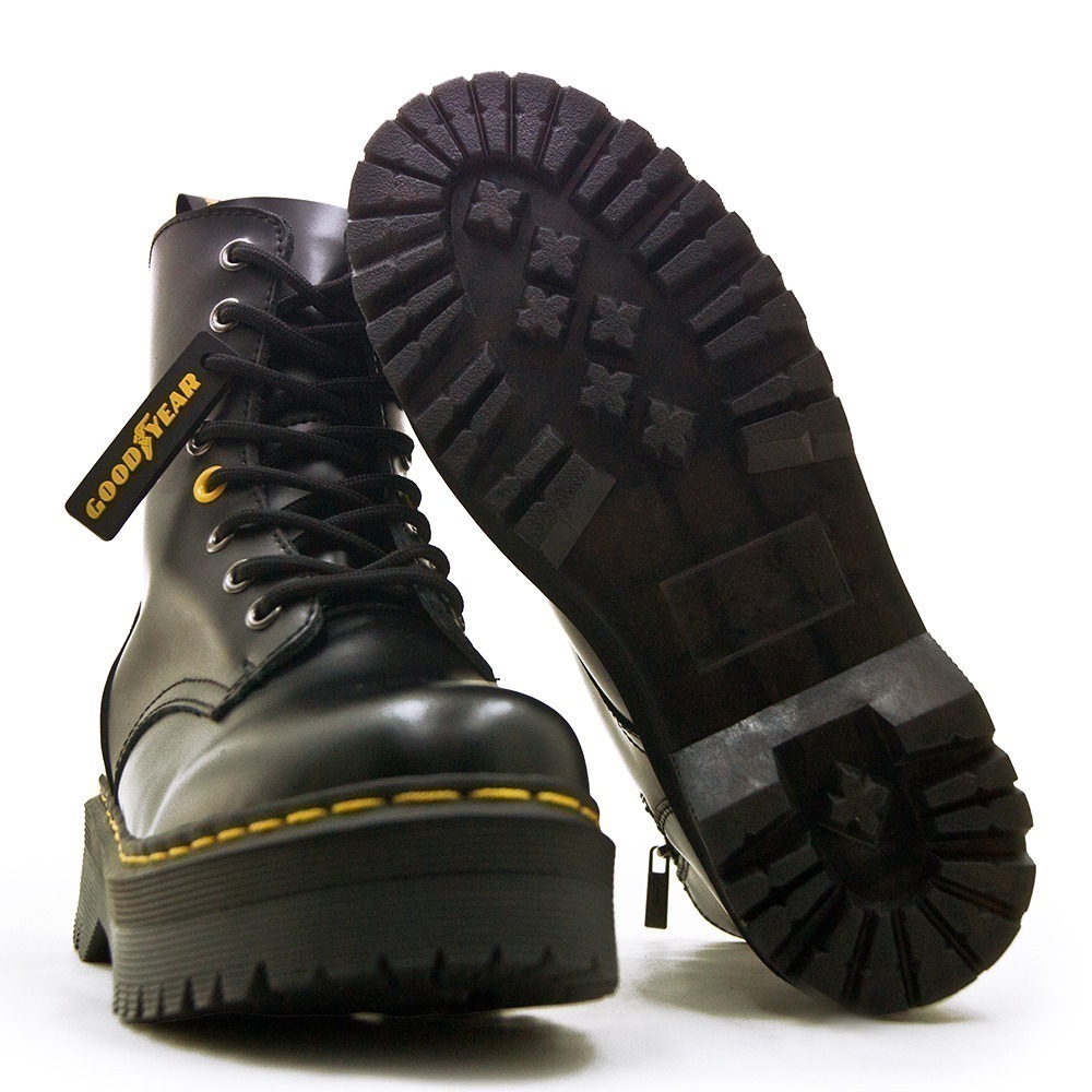 【利嘉夢】GOODYEAR 固特異時尚經典中筒厚底牛皮馬汀鞋 黑 42910 女-細節圖5