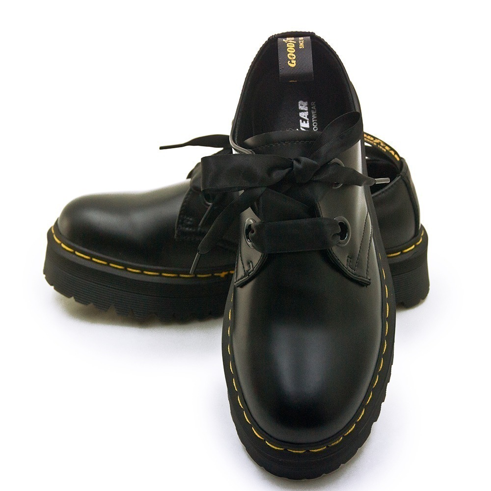 【利嘉夢】GOODYEAR 固特異時尚經典短筒厚底牛皮馬汀鞋 黑 42900 女-細節圖3