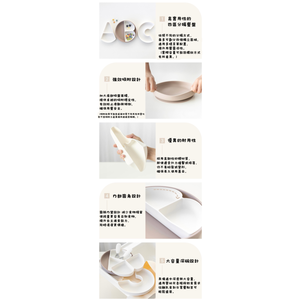 正韓Ubmom  ABC分隔式吸盤餐盤-細節圖6