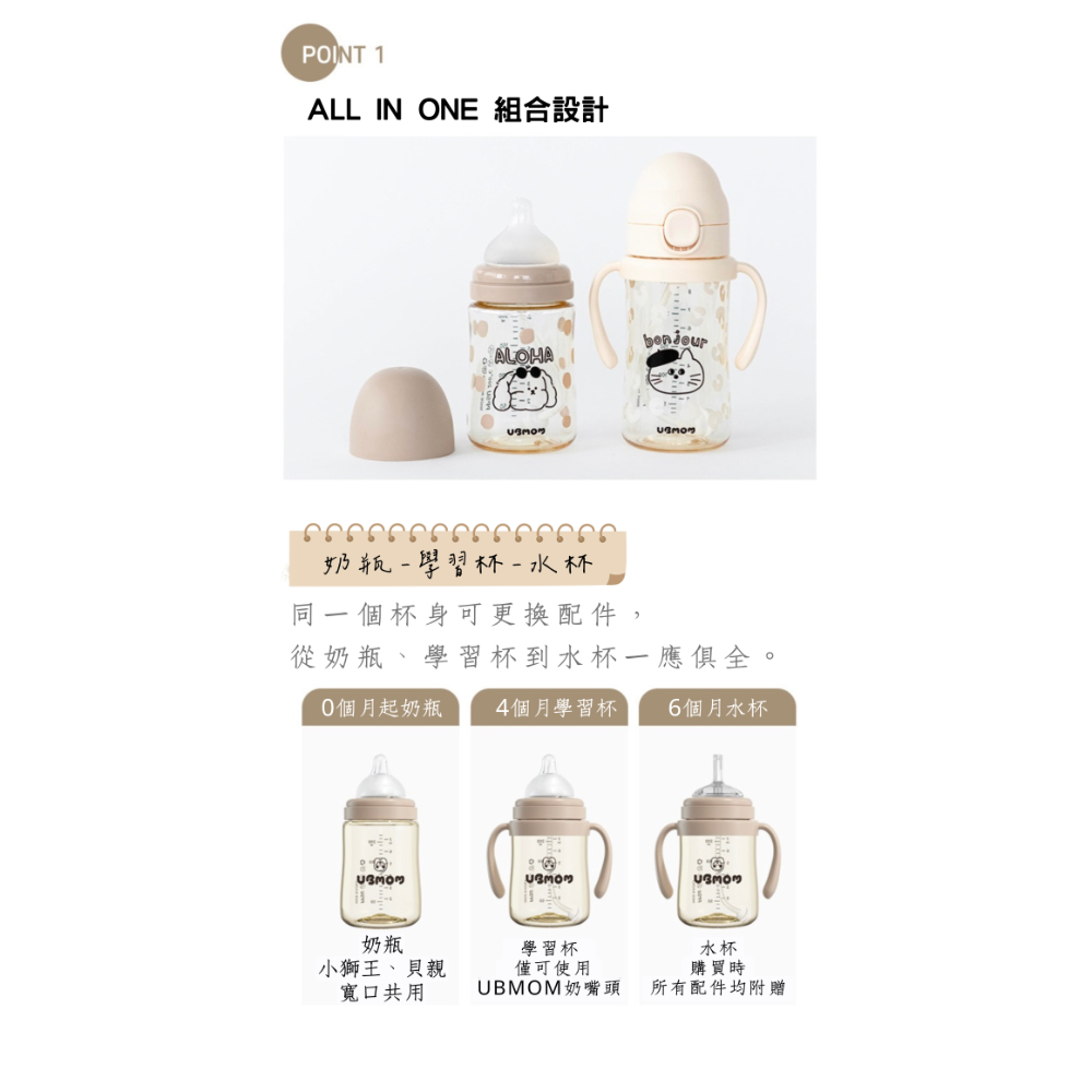 正韓UBMOM2025新款畫家貓咪、狗狗渡假風食物渣渣防回流水杯。台灣區認證經銷商。奶瓶、水杯任選4個贈透明防水提袋-細節圖9