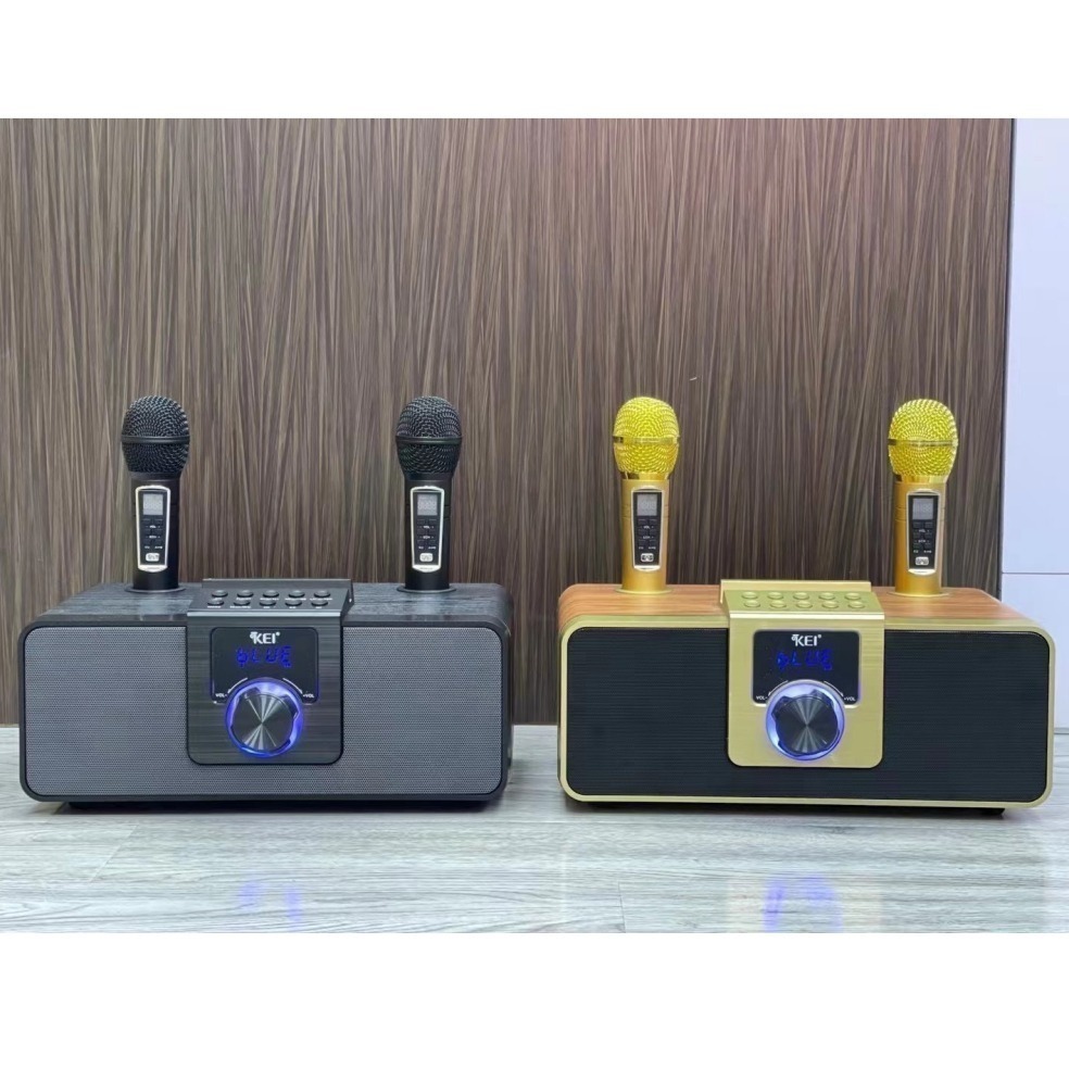 🇹🇼臺灣現貨送USB氣氛燈 KEI K08雙人藍牙麥克風 ktv 無線麥克風 露營  生日 尾牙 木紋藍牙音響-細節圖2