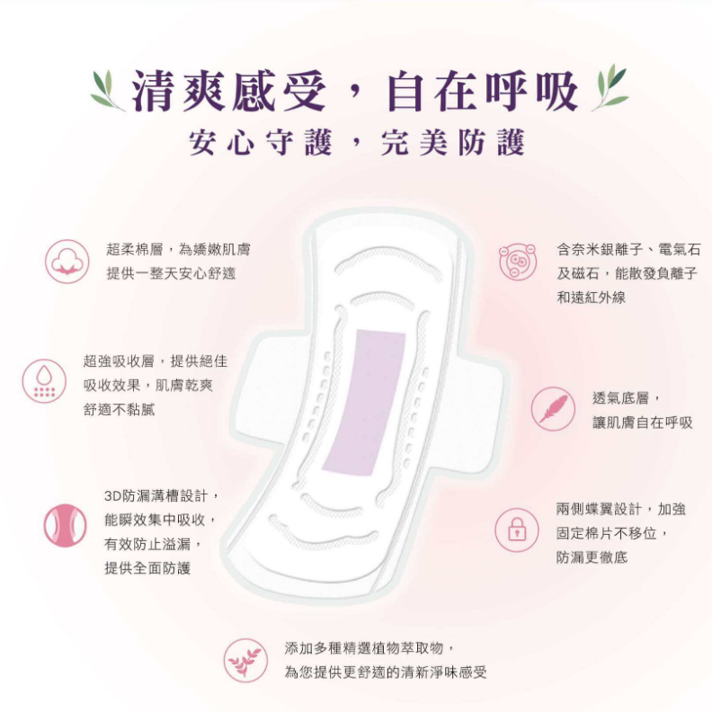 ✨cosway科士威 舒馥蕾超薄衛生棉 薰衣草香味 超薄草本衛生棉 草本涼感衛生棉 日用/夜用/護墊 舒馥蕾 護適康-細節圖6