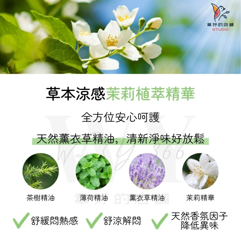 新品上市🆕極簡美✨涼感衛生棉 茉莉植萃精華×草本配方 涼感抑菌 敏感肌適用 絲柔親膚 日用/夜用/護墊 護適康衛生棉-細節圖2